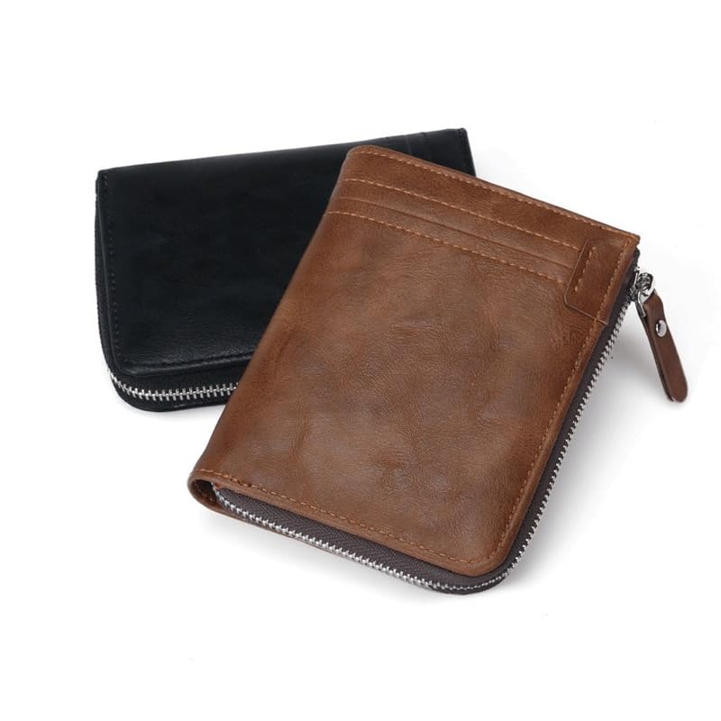 Men's Wallet Zipper Multi-slot Short Money Clip Vintage Money Clip Short Card Bag(white-Patch five-pointed star4)2