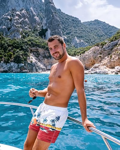 Image of SURF CUZ Mens Swim Trunks with Compression Liner Swim Shorts 7 inch Swimming Trunks Stretch 7 Inch Swim Suits Quick Dry