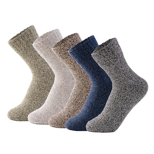 Image of Wool Socks 5 Pairs Thickened Warm Winter Socks Cozy Gifts for Women Christmas Warmth Socks