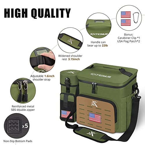 Extremus Big Timber Insulated Lunch Bag, 30 Can (20L) Capacity, 9 Pockets Large Tactical Lunch Box, Leakproof Easy Clean 6~12Hours Hot And Cold Cooler Bag For Office Work Picnic Beach #TOP4