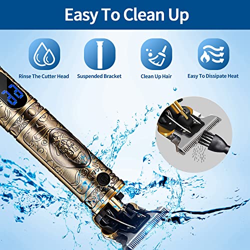 Motlata Hair Clippers For Men Zero Gapped Trimmer Professional T Blade Trimmer Cordless Hair Cutting Pro Li Outline Trimmer Detail Haircut Rechargeable Gold #TOP5