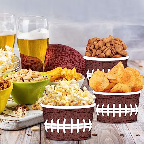Image of gisgfim Football Party Snack Chili Bowls Supplies for 50 Guests Disposable 9 oz Football Theme Serving Snack Bowl Paper Bucket Treat Cups for Birthday Game Day Sports Events Food Party