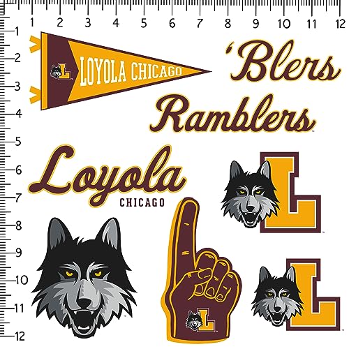 Image of Loyola University Chicago 8ct Vinyl Large Deluxe Stickers Variety Pack - Laptop, Water Bottle, Scrapbooking, Tablet, Skateboard, Indoor /Outdoor - Set of 8