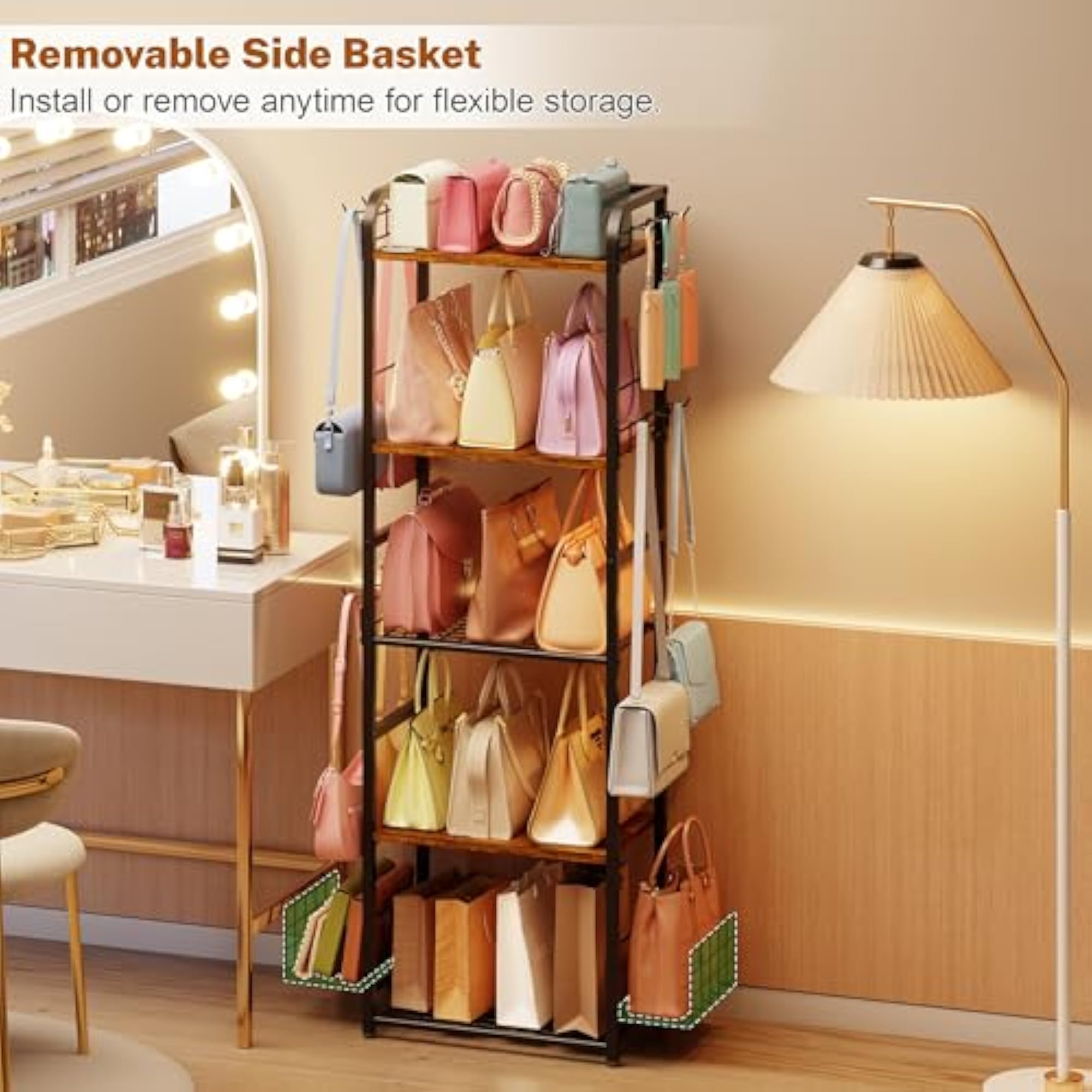 5-Tier Purse Organizer, Elegant Storage Solution