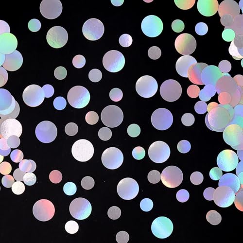 Image of 400PC Circle Dots Iridescent Confetti for Birthday Decorations Round Table Scatter for Wedding Baby Shower Bachelorette Bridal Shower Party Supplies