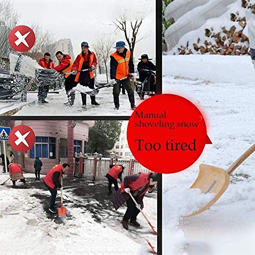 Łopata do śniegu z kołami Heavy Duty Rolling Pług Śniegu Łopata Pusher, Ręczna ciężarówka śnieżna z przedłużeniem stalowym uchwytem regulowanym, wydajna z dużym pługiem do śniegu