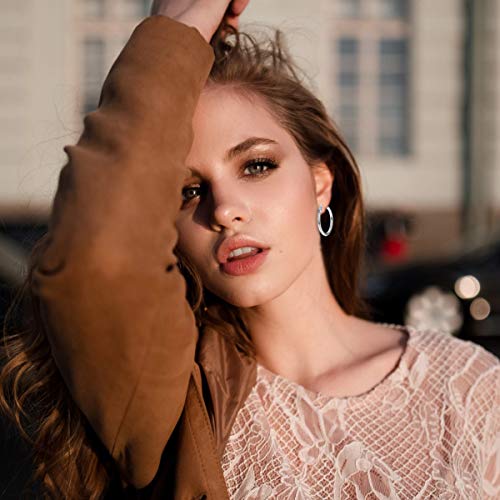 Sllaiss 3 Pairs Sterling Silver Round Hoop Earring for Women Lightweight Click-Top Hoop Earring Hypoallergenic 10-20MM2