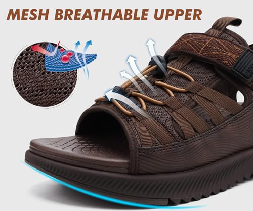 Image of ONCAI Men Hiking Sandals, Arch Support Walking Sandals with Outdoor Orthotic Footbed for Plantar Fasciitis, Hombre Sandalias Recovery Sport Size 7-14