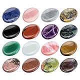 Mix 4pcs Worry Stone for Anxiety, Carved Pocket Thumb Palm Gemstone Natural Chakra Reiki Healing Crystals Therapy for Energy Yoga and Decoration (Mix 4pcs)