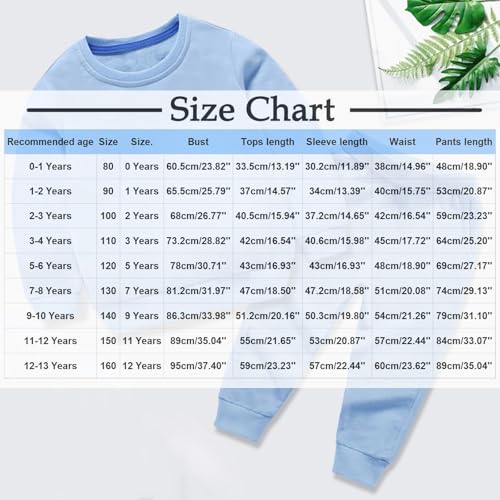 Kids Sweatsuits Basic Cotton Crewneck Sweatshirt and Jogger Sweatpants Toddler Girls Boys 2 Piece Tracksuit for 0-13 Years3