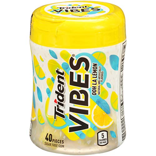 Trident Vibes Sugar Free Gum, Ooh La Lemon Flavor, 1 Go-Cup (40 Pieces Total)