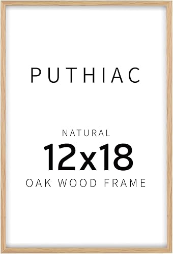 12x18 Oak Wood Picture Frame - Minimalist 12x18 Poster Frame, 12"x18" Picture Frame Wood, Natural Solid Wooden Picture Frames for Wall Art Photo and