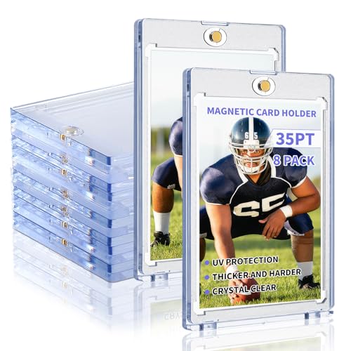 Magnetic Card Holders for Trading Cards, 8 Pack 35pt Sports Card Holder, UV Protection Plastic Hard Card Protector Clear Card Slabs for Collectible Baseball Cards, Game Cards