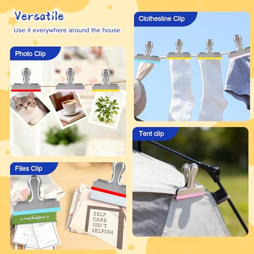 Image of HOUSE AGAIN Chip Clips Bag Clips, 8 Pack Strong Magnetic Bag Clip Silicone-Covered Edges No Scratch Airtight Seal, Stainless Steel Heavy Duty Food Clip for Fridge Kitchen Food Storage, Colorful
