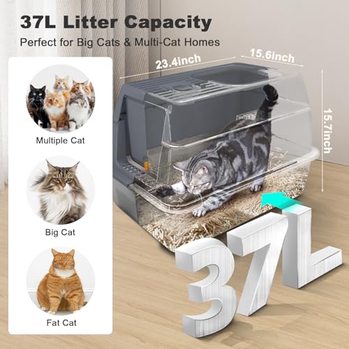 Caja de arena cubierta extra grande de acero inoxidable para gatos miniatura 3