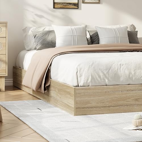Image of GarveeHome Twin Size Wood Platform Bed Frame, Wooden Bed Frame No Headboard, Wood Slat Support, No Box Spring Needed, Easy Assembly