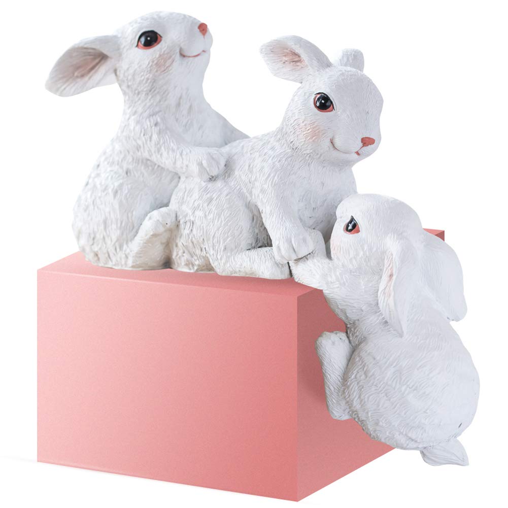 Statue de lapin suspendu en résine peinte pour décoration de fenêtre