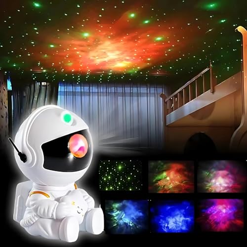 Image of One94Store Astronaut Galaxy Projector Night Light - 360 Rotating Nebula Star Projector with Remote, Timer & Adjustable Head - LED Space Lamp for Kids' Bedroom, Home, Gifts, Toys (Star Astronaut)