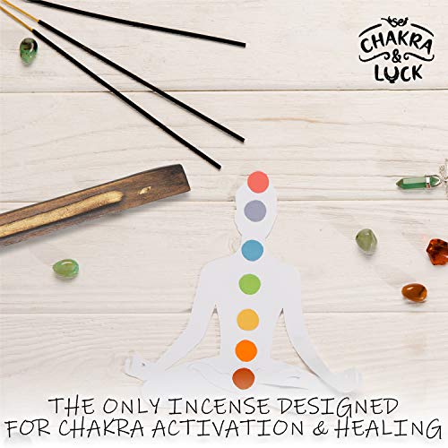 Chakra & Luck Ultra Premium Natural Incense Sticks | 7 Chakras From Crown To Root | 70 Piece Variety Gift Pack With Bonus Wood Holder #TOP2