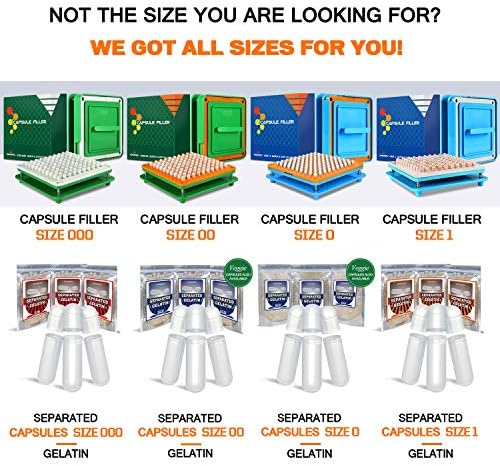WANANFU Capsule Filling Machine for Size 1 Empty Capsules Vegetarian or Gelatin, Detailed Instructions and Spoon Included