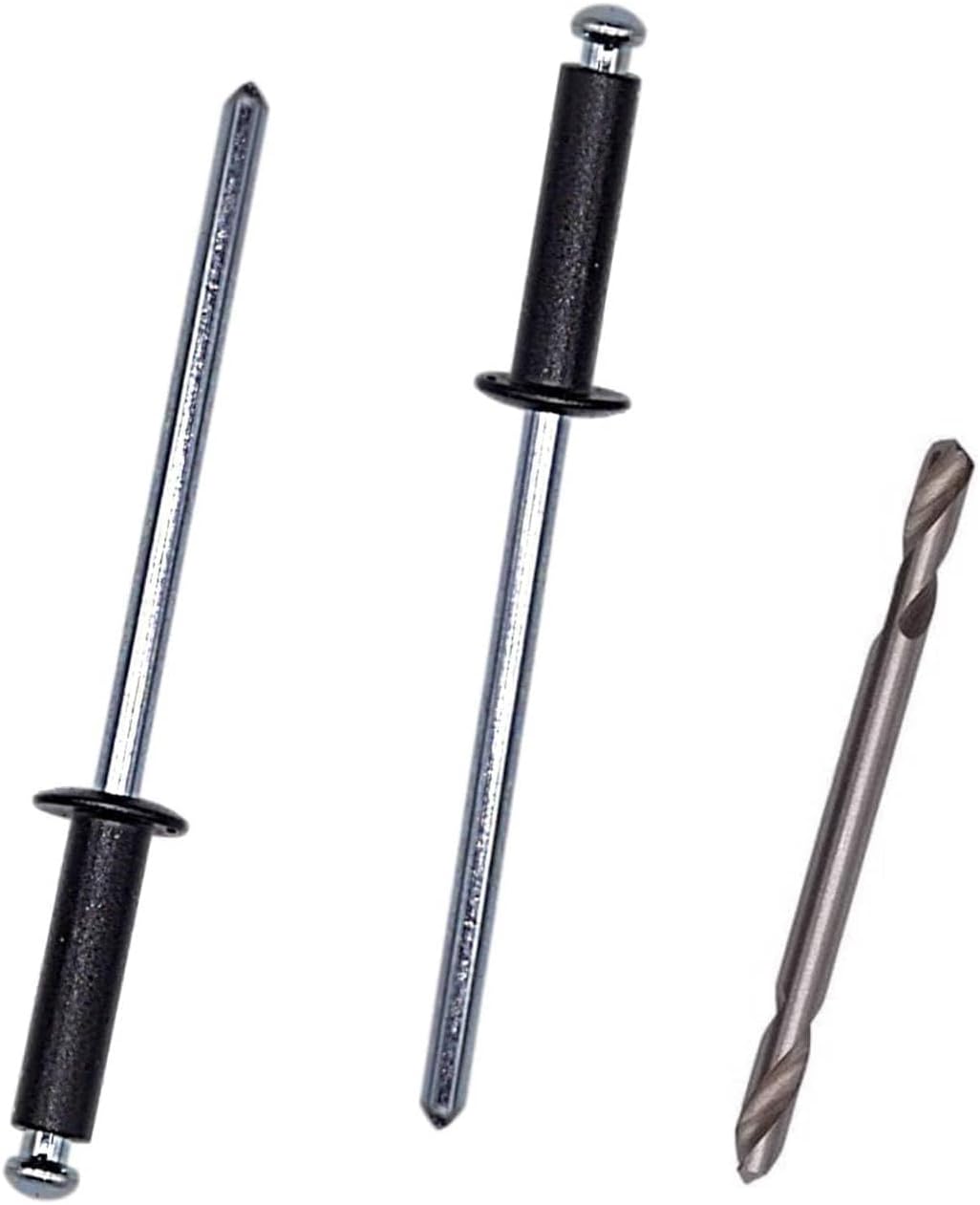 (Pack of 500) Painted Blind Rivets 1/8" x 15/32" (3.2 x 12 mm), Aluminium Blind Rivets, DIN 7337, Dome Head, Steel Mandrel, Pop Rivets, Drill Bit Included, Chrome Green RAL 6020