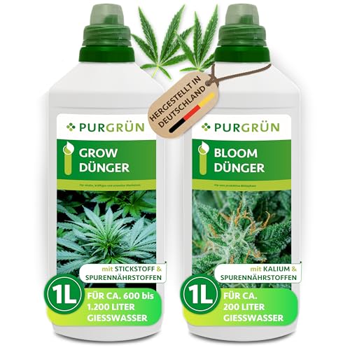 Purgrün® Cannabis-Dünger-Set 2 x 1 Liter– Schnell wirksame...