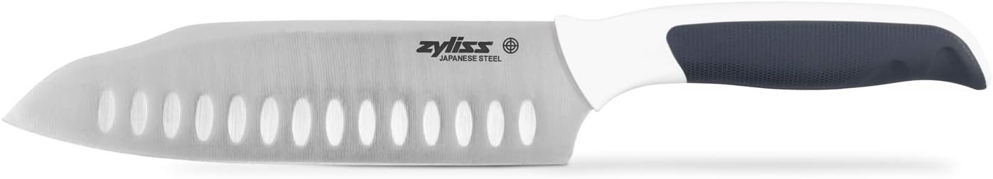 Zyliss Comfort Santoku Knife, 18cm/7in, Japanese Stainless Steel, Soft Grip Handle, Black/White, Professional Kitchen Knife - Image 3