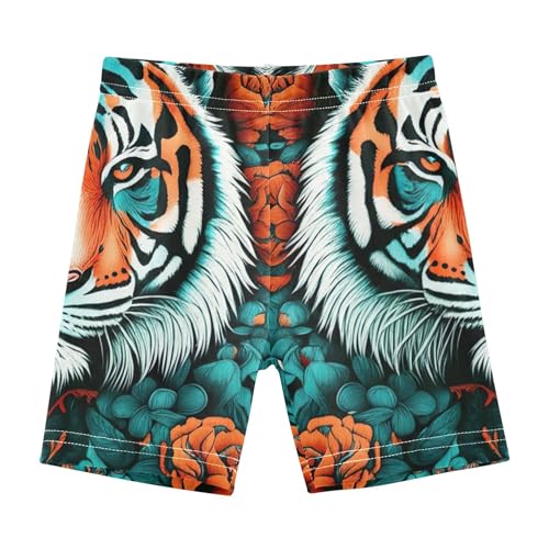 Girls Biker Shorts Toddler Cotton Shorts for Under Skirts Tiger Flowers Surround Green Kids Clothes 4t