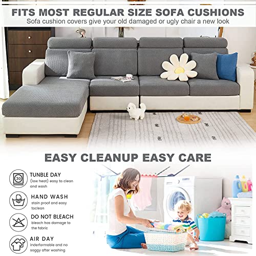 Couch Cushion Covers Sectional Sofa L Shape Slipcover Elastic Couch With Chaise Lounge Cover Furniture Protector For Living Room (Length 61-73Inch Width 35-43Inch, Chaise Cover) Weave Grey #TOP6