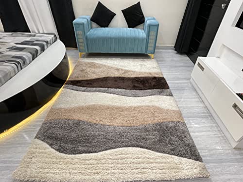 Image of F & B RUGS ; SUPERIOR QUALITY PRODUCTS Firoz and Brothers Handwoven Microfiber USA Export Carpet with 2 Inch Thickness Fluffy Smooth 4X6 Feet Beige, Rectangular