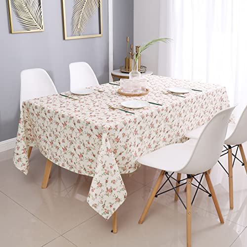 Flyspeed Rectangle Red Rose Floral Print Tablecloth Table Waterproof Cloth For Dinning Room 60 Inch By 84 Inch #TOP5