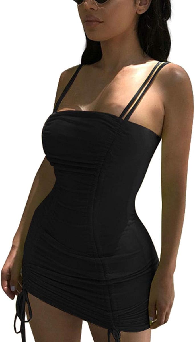 Lufeng Women S Double Spaghetti Strap Ruched Bodycon Sexy Dresses Party Night Club Dresses Black Amazon Ca Clothing Shoes Accessories Lufeng Women S Double Spaghetti Strap Ruched Bodycon Sexy Dresses Party Night Club Dresses Black Amazon Ca Clothing Shoes Accessories