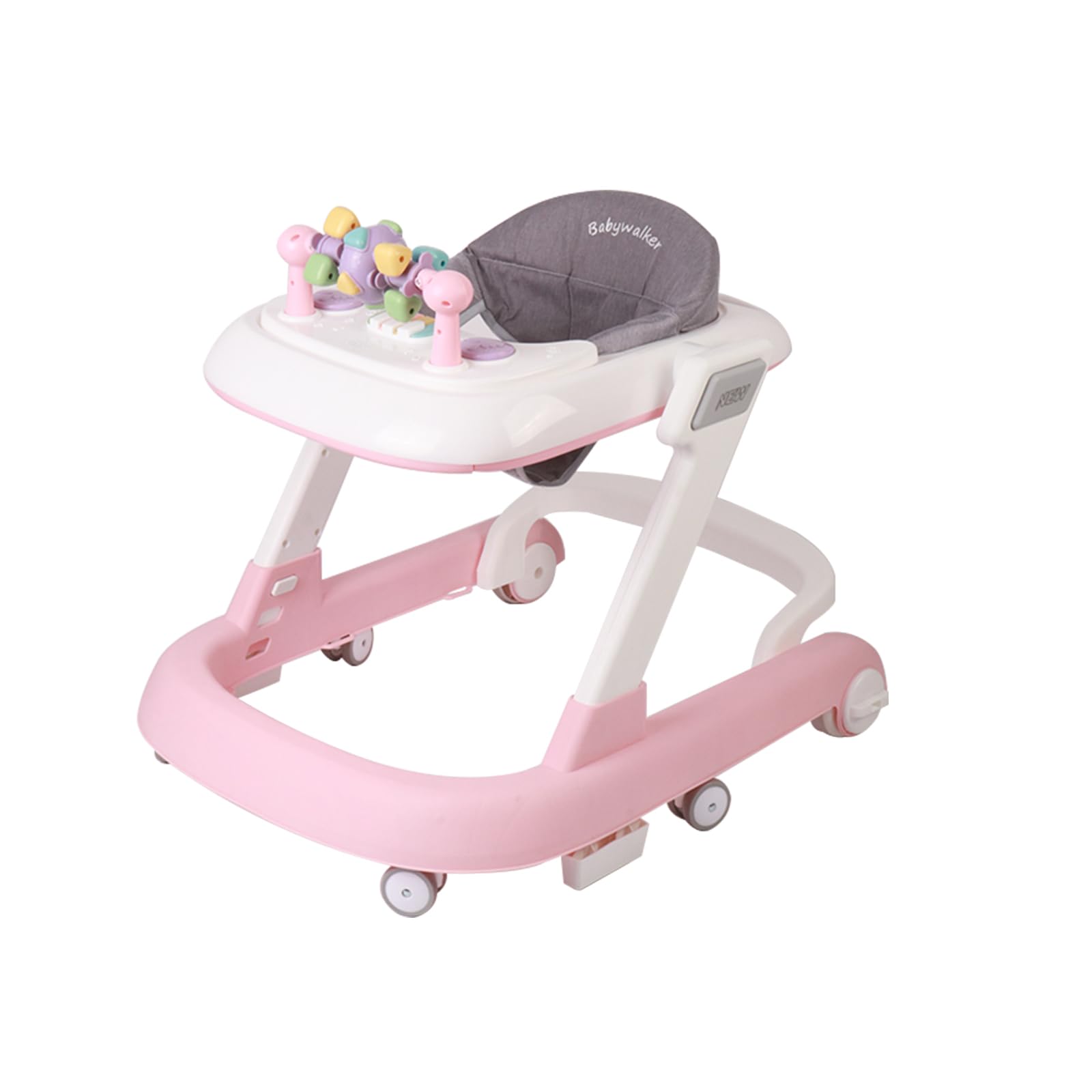 Andador escalable, andador con actividades, ajustables, arco de actividad ajustable con juguetes incluidos, para bebé de 6 a 12 meses, 60 x 55 x 70 cm, rosa