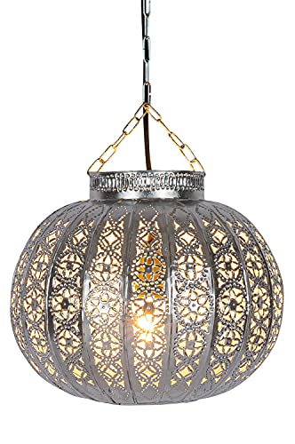 Orientalische Lampe Pendelleuchte Amestris Silber 24cm E27 Lampenfassung | Marokkanische Design Hängeleuchte Leuchte aus… – Bild 3