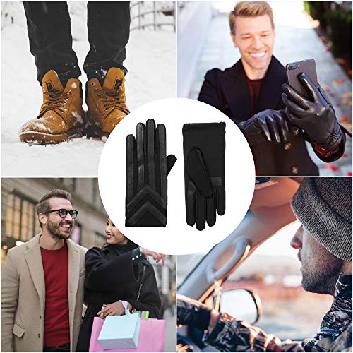 Isotoner Men’s Spandex Touchscreen Cold Weather Gloves With Warm Fleece Lining And Chevron Details, Black, Xlarge #TOP4