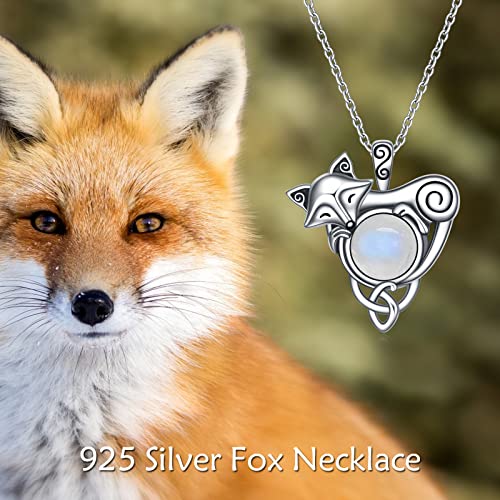 TIGER RIDER Celtic Fox Pendant Necklace/Urn Necklace for Ashes Vintage Animal Moonstone Fox Jewelry For Women Gift3