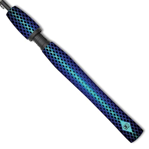 SNIPER SKIN Fishing Rod Grip - Fishing Gear Accessories - Waterproof & Adjustable - Easy to Install, Strong Replacement Grip | Multi Blue/Black Double Diamond