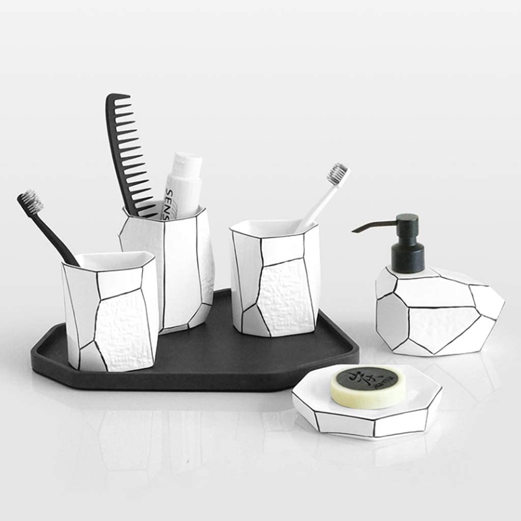 Badzubehör Set Badezimmer Set Bad-Accessoires-Set Badezimmer-Accessoires-Set Aus Keramik, Seifenspender/Zahnbürstenhalter/Becher/Seifenschale, Kreatives Geschenk Für Zuhause Badezimmer Zubehör Set Bad