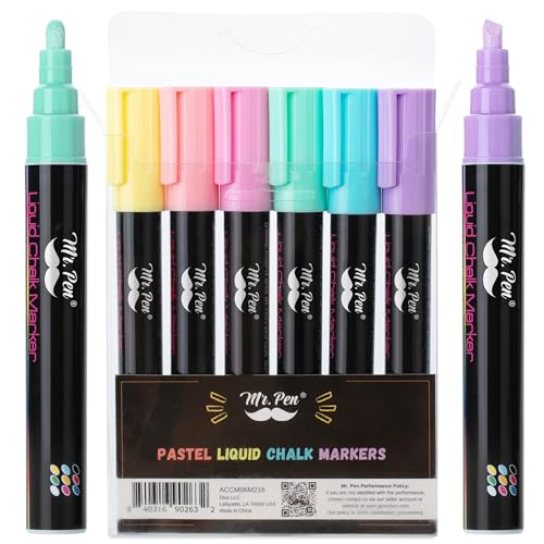 Mr. Pen- Chalk Markers, 6 Pack, Assorted Colors, 8 Labels, Chalkboard & Glass Markers, Liquid Chalk...
