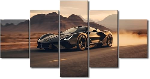 Miniatura 39 de TUMOVO Pintura retro para motocicletas, impresiones artísticas de motocicleta Cyberpunk, 5 piezas, lienzo, arte de pared, arte de pared Giclée,