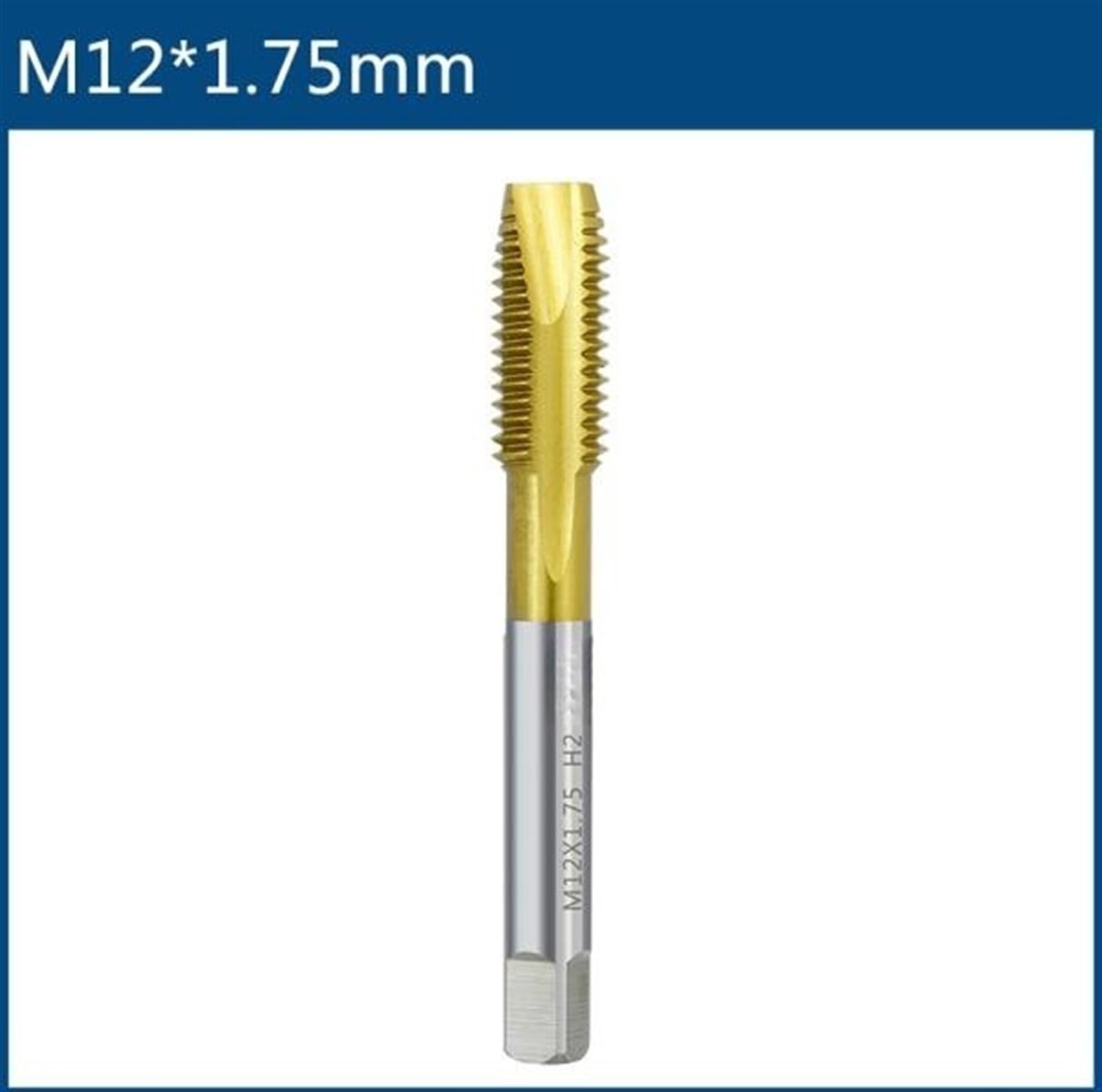Punta per Trapano con Filettatura a scanalatura Dritta metrica M2 M2.5 M3 M3.5 M4 M5 M6 M8 M10 M12 Utensili manuali (Colore: A, Dimensioni: M12x1.75)