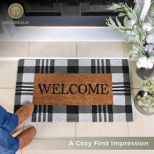 Buffalo Plaid Decor Fall Welcome Mat - Durable Coir Doormat - Cute Welcome Mats For Front Door, Outside Porch Or Entrance - Layered Look Farmhouse Door Mats - Indoor Outdoor Front Door Rug, 17X30 #TOP5