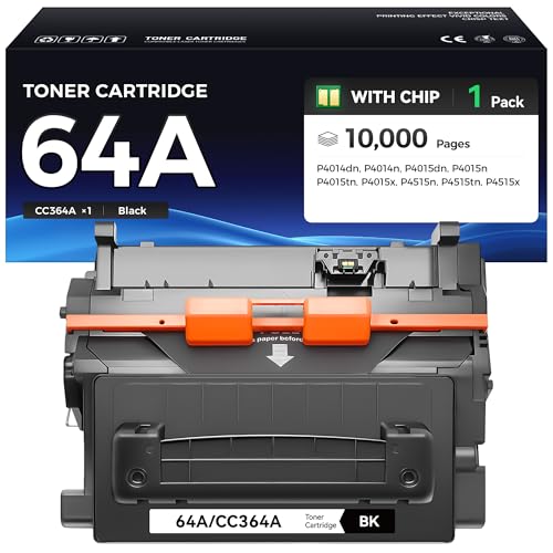 Image of 64A Black Toner Cartridge 1-Pack Replacement for HP 64A CC364A Toner Compatible with HP LaserJet P4014dn P4014n P4015dn P4015n P4015tn P4015x P4515n P4515tn P4515x P4014 P4015 P4515 Series Printer Ink
