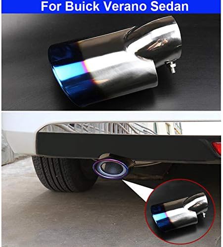 1pcs Blue Stainless Steel Exhaust Tail Rear Muffler Tip Tailpipe Trim compatible For Buick Verano Sedan 2011 2012 2013 2014 2015 2016 2017 2018 2019 2020 2021 2022 2023 2024 2025