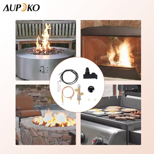 Aupoko Niederdruck LPG Propangas Kamin Feuergrube Flammenfehler Sicherheitssteuerventil Kit mit Zünder Montage Feuergrube Zünder, Druckknopf Zündung Kit für Gasgrill, Heizung, Feuergrube