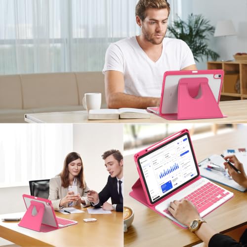 Image of besky Keyboard Case for iPad A16 11th /10th Gen 11 /10.9 Inch, 360 Rotatable | Detachable Keyboard with Magnetic Cover & Pencil Holder, Compatible with iPad 11 2025 and iPad 10 2022, Watermelon Red