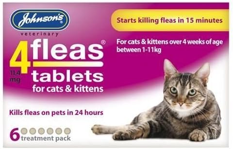 (3 Pack) Johnsons Vet - 4 Fleas Cat Flea Tablets - 6 Tab