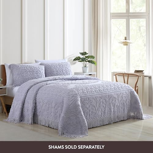 Image of Beatrice Home Fashions Medallion Queen Cotton Chenille Bedspread, Lavender