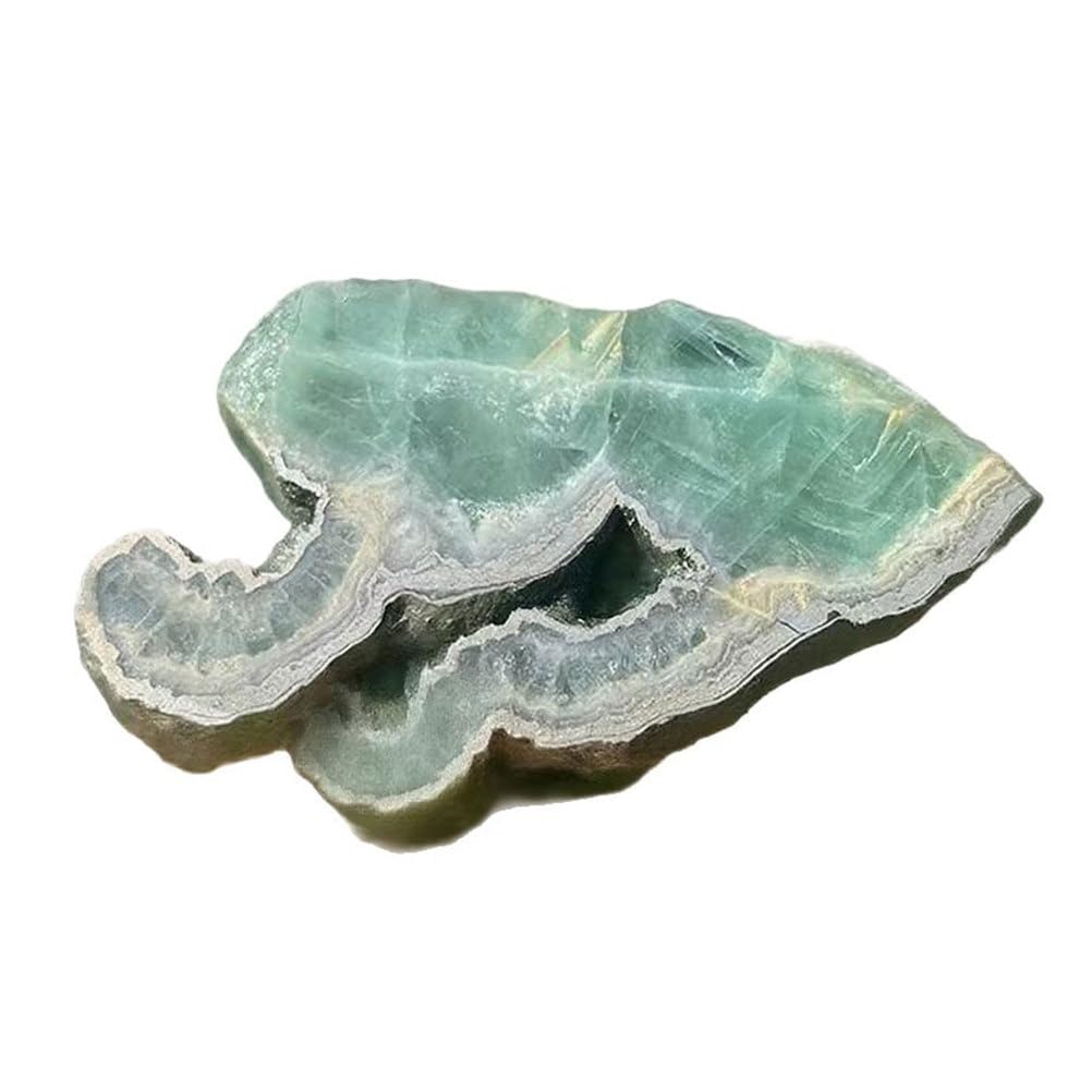 ITCLEYMDZV Crystal Fluorite Iron Ore Symbiotic Slice DIY Polished Desktop Fish Tank Decoration Viewing Stone Ornaments,400~500g