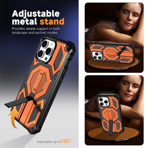 Protection intégrale iPhone 13 Pro MagSafe orange antichoc à béquille